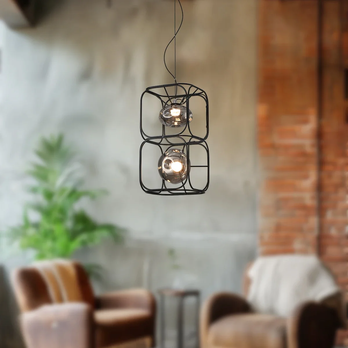 Geometric Lamp Shade - Lámpara colgante geométrica negra de araña