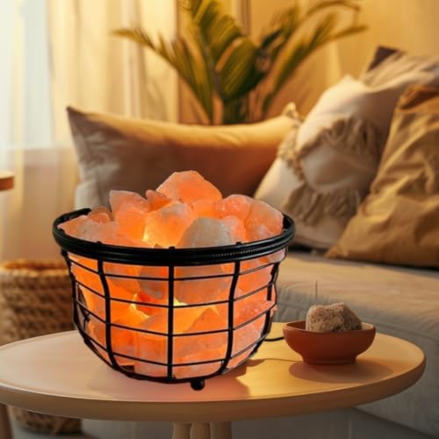 Himalayan Salt Lamp - Lámpara de metal con sal rosa