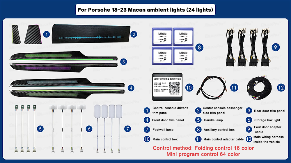 Decor Lighting India - Luz ambiental para Porsche Macan 2018-2023,
