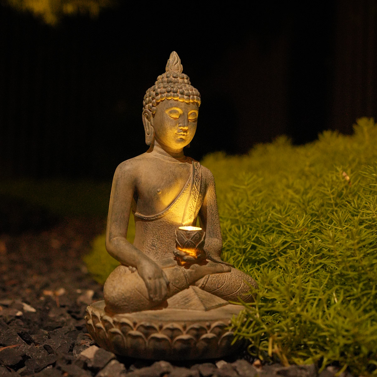 Decor Lighting India - Estatua de Buda con energía solar