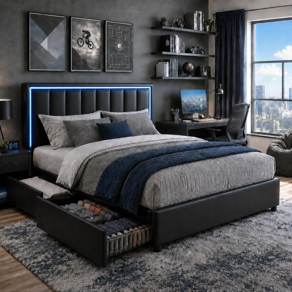 Furniture Lighting & Decor Magazine - Cama tamaño Queen IMMERSTABLE con base