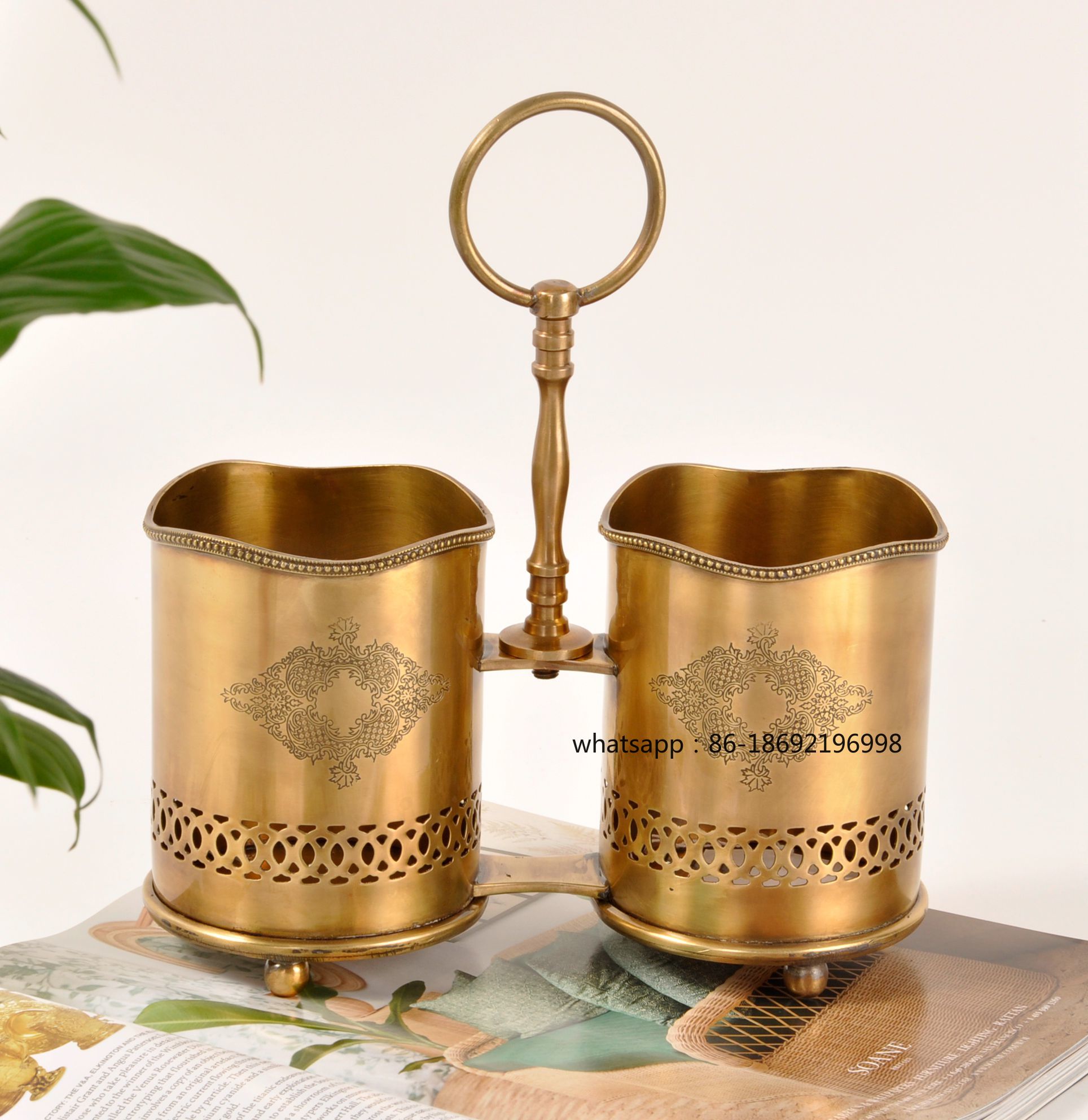 Decor Lighting India - Tubo para cubiertos con mango de
