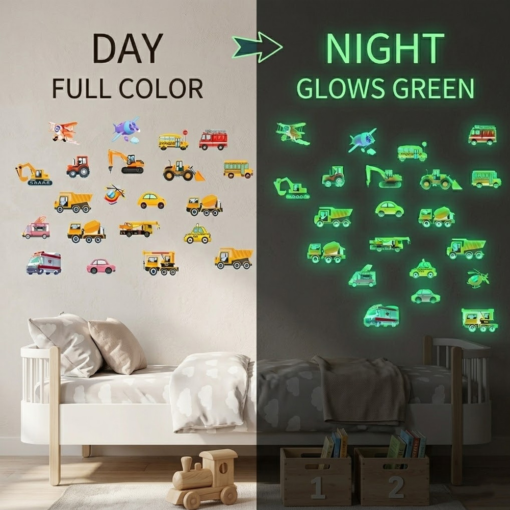 Lighting Mcqueen Bedroom Decor - Juego de 21 Pegatinas Luminosas para