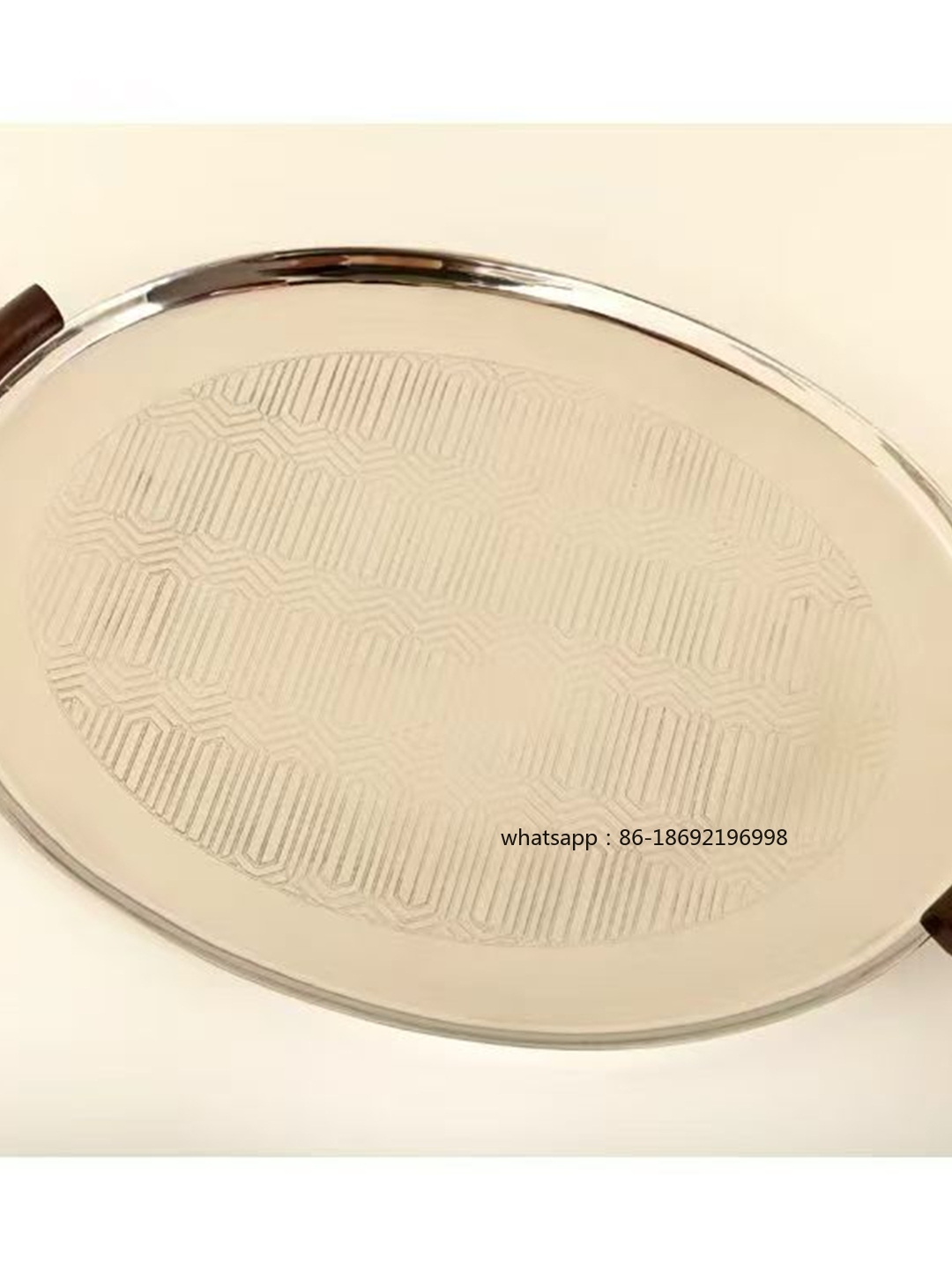 Decor Lighting India - Bandeja de metal plateada de lujo