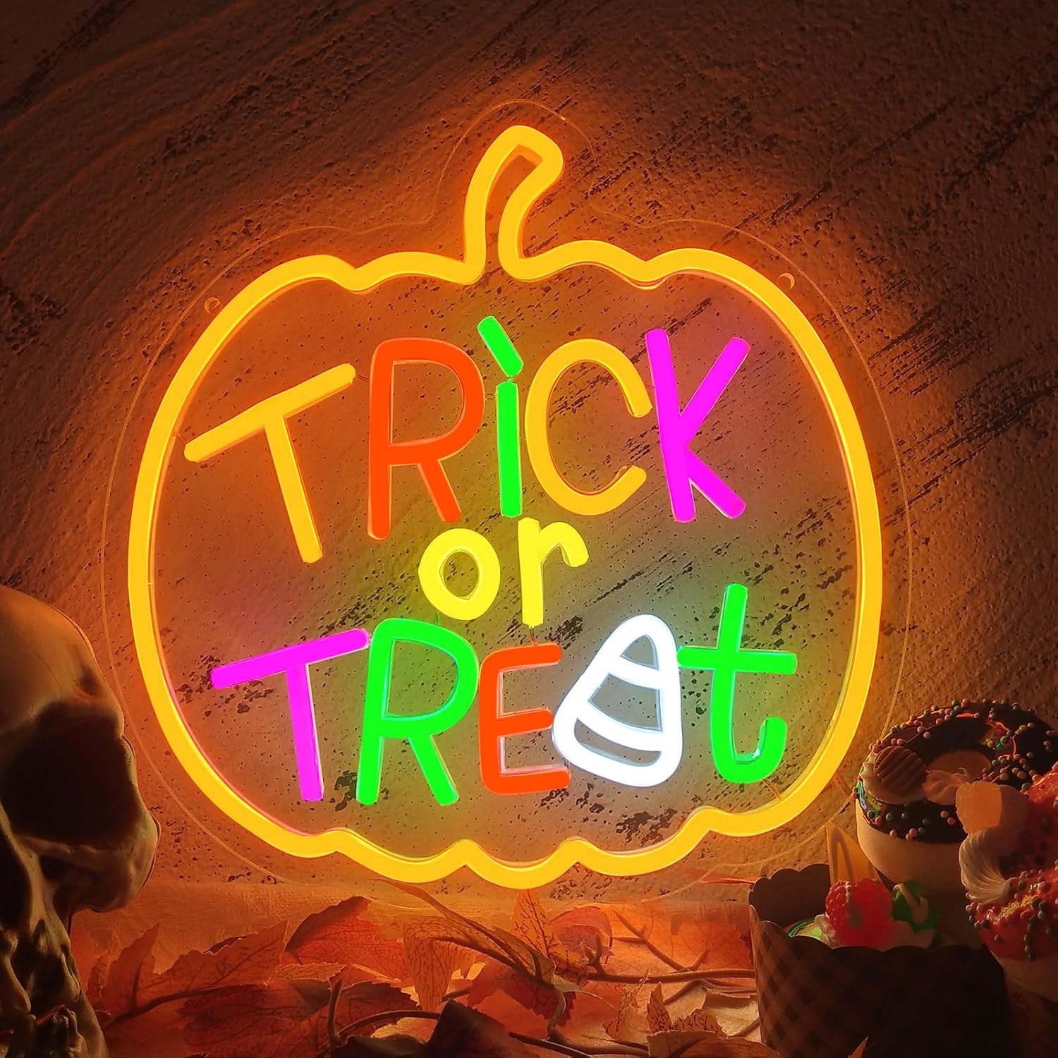 Trick or Treat letrero de neón - Home Decor Lighting Tricks reseña y precio