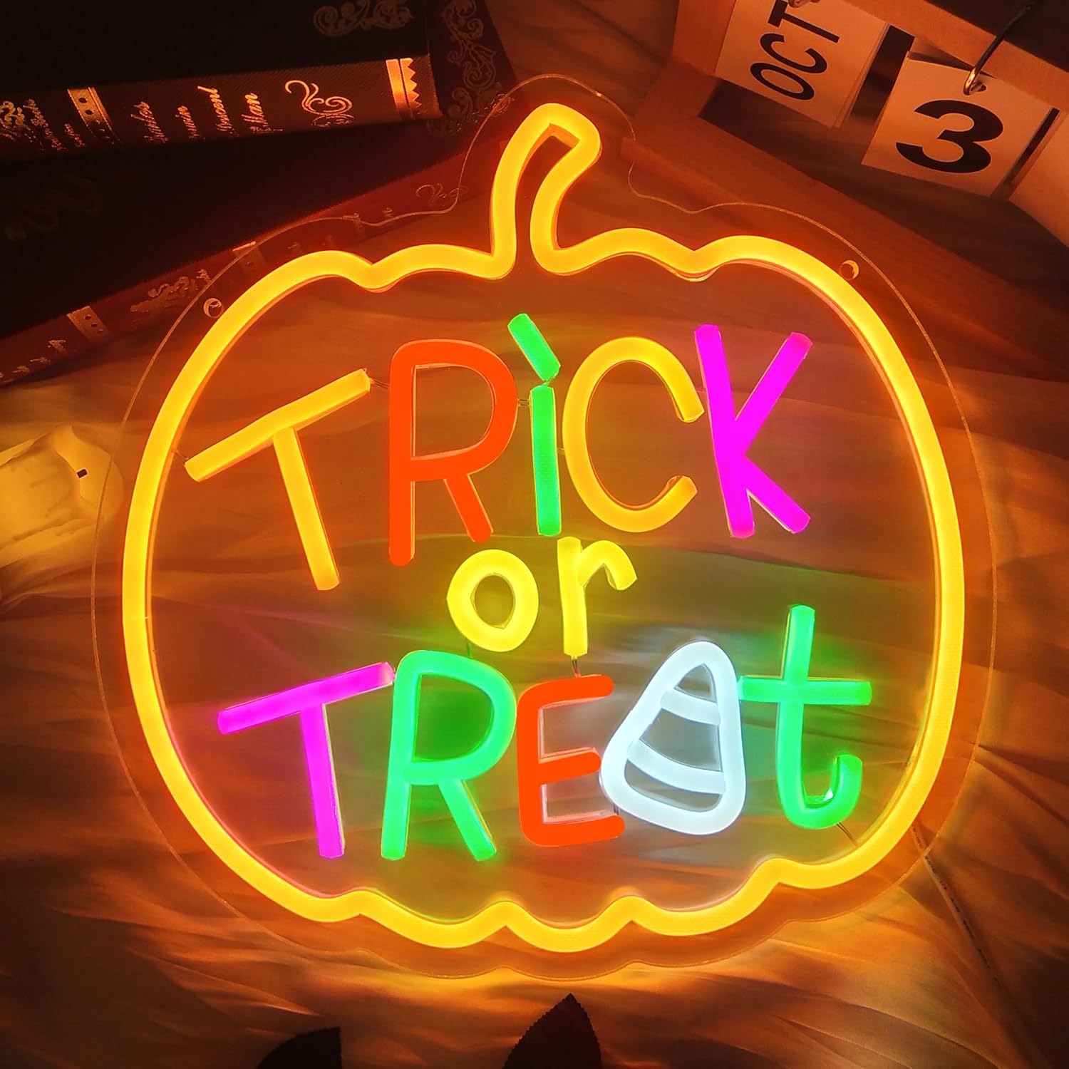 Trick or Treat letrero de neón - Home Decor Lighting Tricks reseña y precio