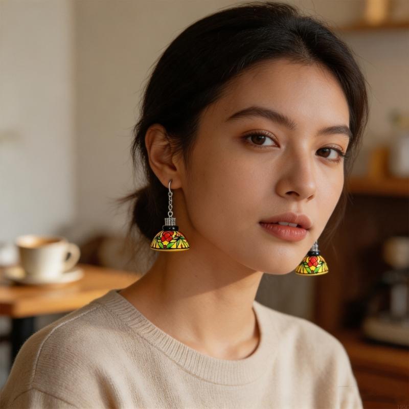Par aretes colgantes florales  - Geometric Lamp Shade reseña y precio