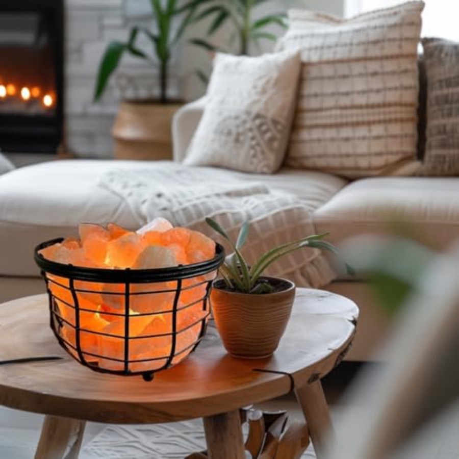 Lámpara de metal con sal rosa  - Himalayan Salt Lamp reseña y precio