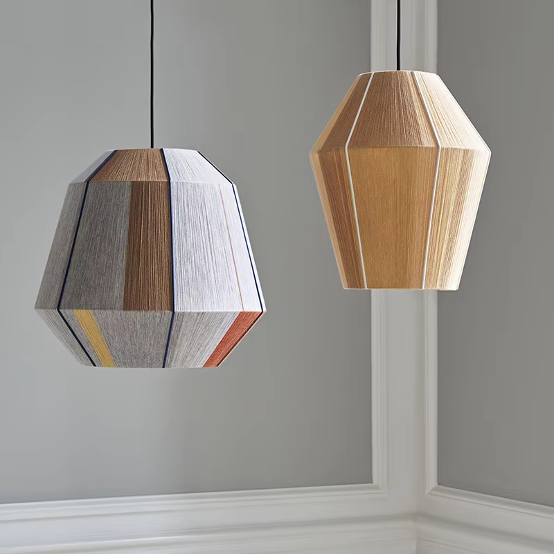 Lámpara colgante de ratán, est - Geometric Lamp Shade reseña y precio