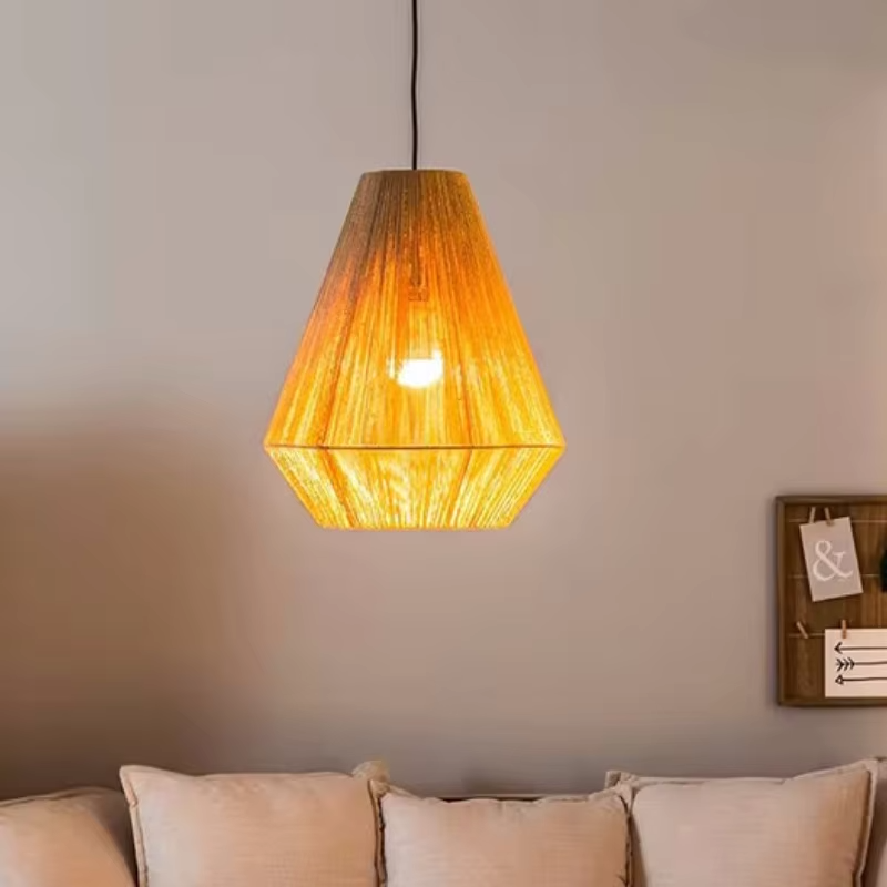 Lámpara colgante de ratán, est - Geometric Lamp Shade reseña y precio