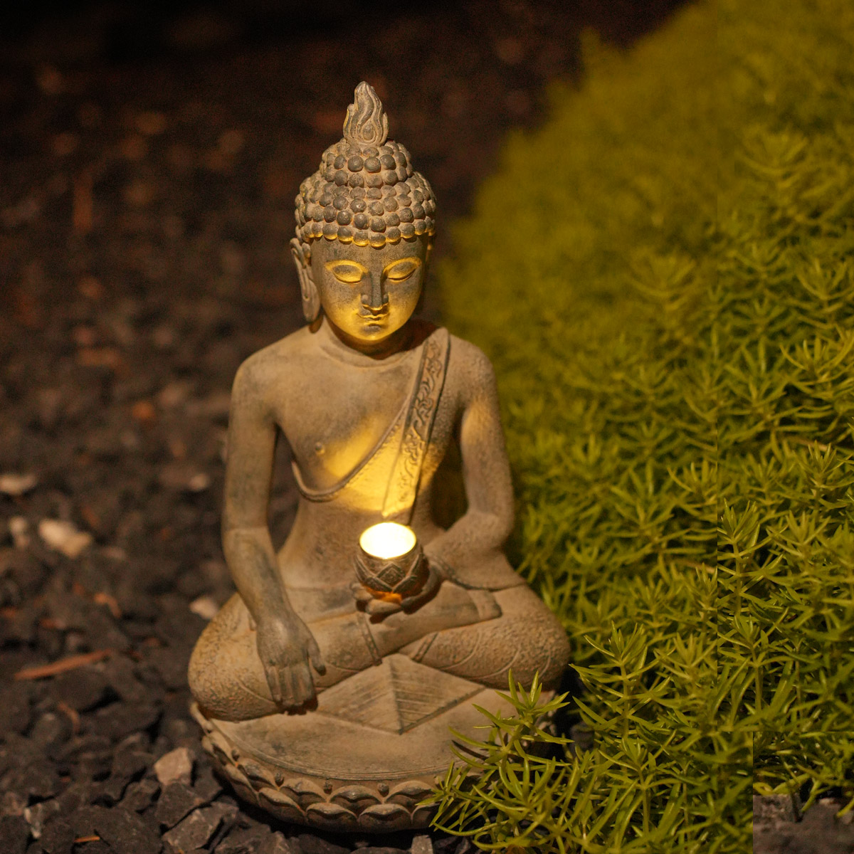 Estatua de Buda con energía so - Decor Lighting India reseña y precio
