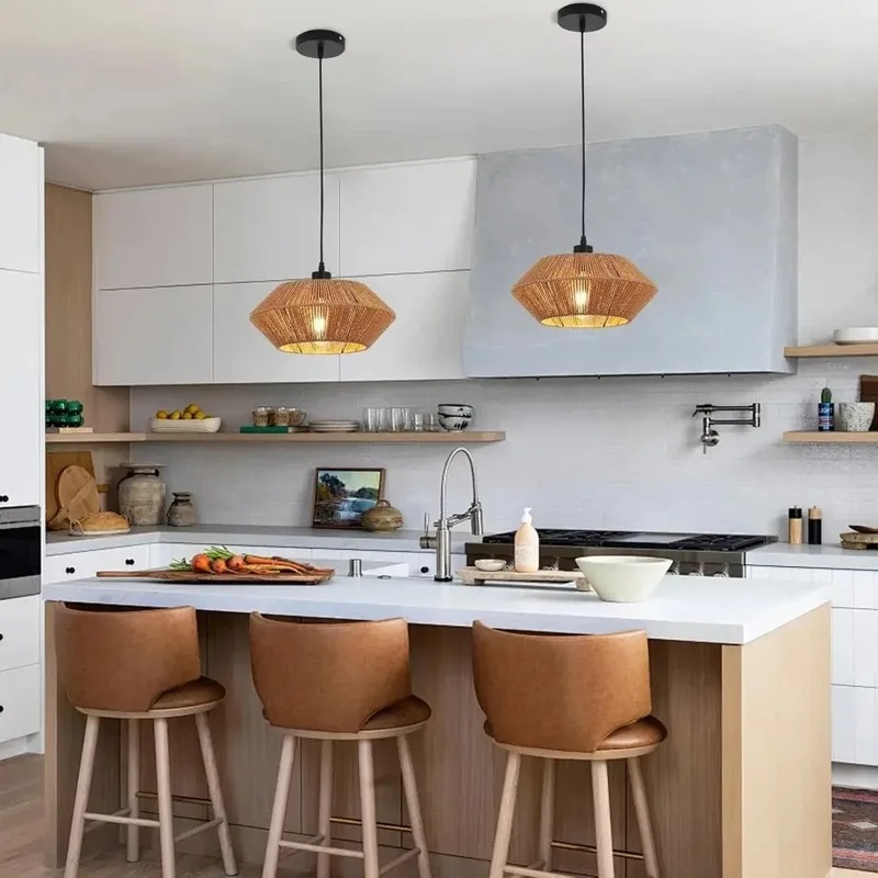 Lámpara colgante de mimbre tej - Geometric Lamp Shade reseña y precio